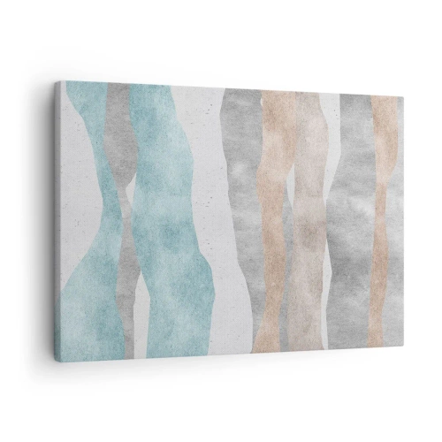 Impression sur toile - Image sur toile - Rayures abstraites aux tons pastel - 70x50cm - Une étude de proximité - Décoration murale moderne pour le salon et la chambre ARTTOR