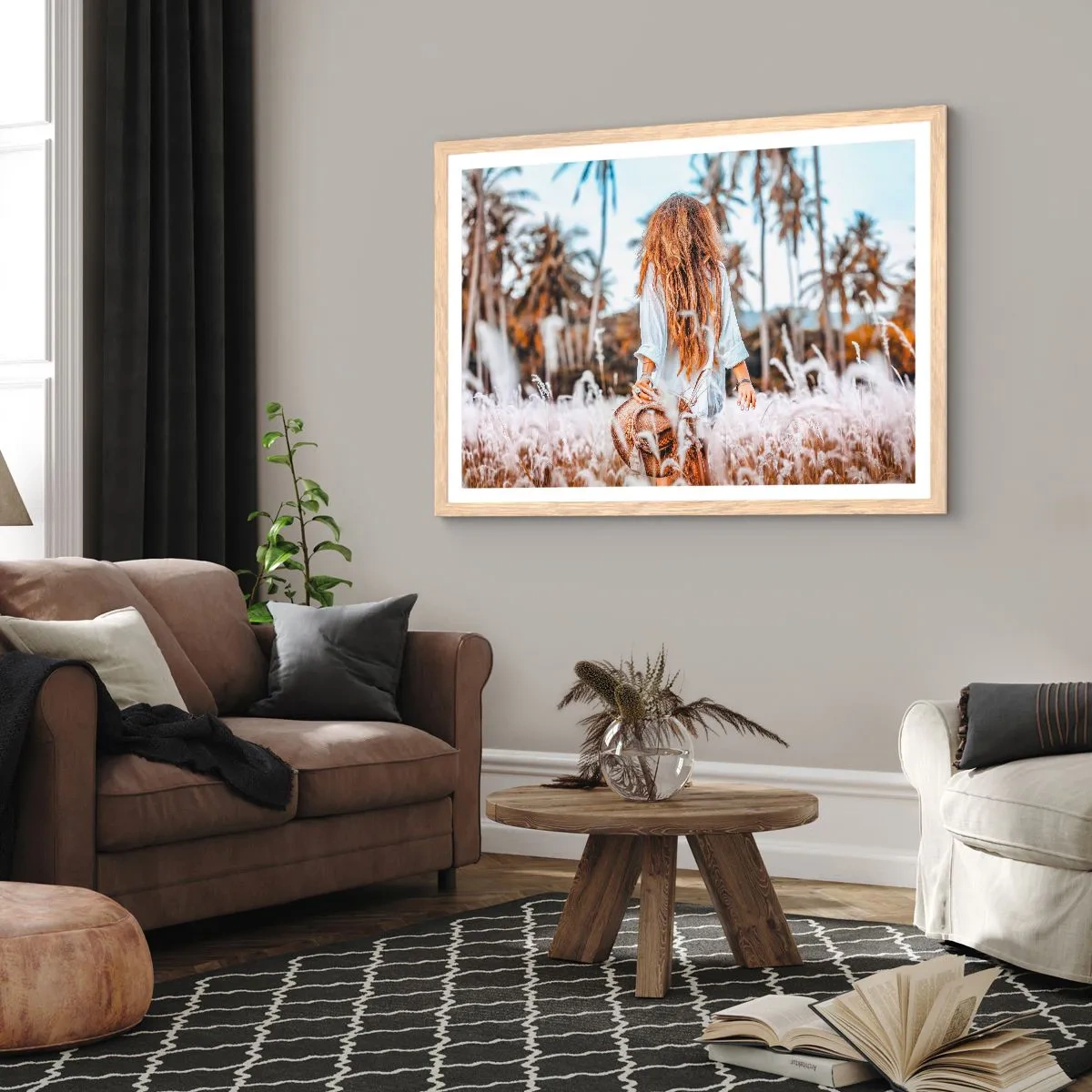 Affiche dans un chêne clair - Poster - Né de peluches d'herbe - 40x30 cm