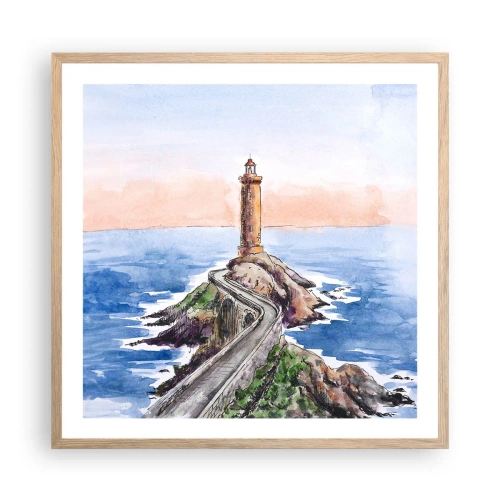 Affiche dans un chêne clair - Poster - Face à la mer - 60x60 cm