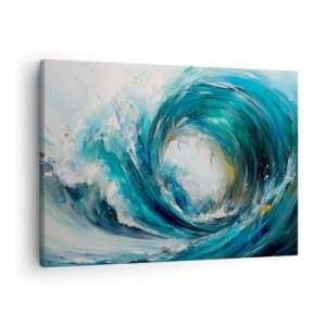 Impression sur toile - Image sur toile - Une vague dynamique dans les tons bleu et turquoise - 70x50cm - Portail maritime - Décoration murale moderne pour le salon et la chambre ARTTOR