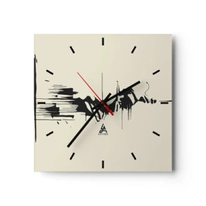 Horloge murale - Pendule murale - Abstraction minimaliste avec des lignes noires sur un fond clair - 30x30cm - Abstraction hâtive - Décoration murale moderne pour le salon et la chambre ARTTOR