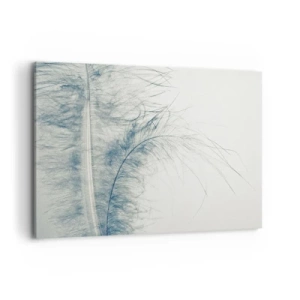 Impression sur toile - Image sur toile - Une plume délicate aux tons pastel sur fond clair - 120x80cm - Les sept natures - Décoration murale moderne pour le salon et la chambre ARTTOR