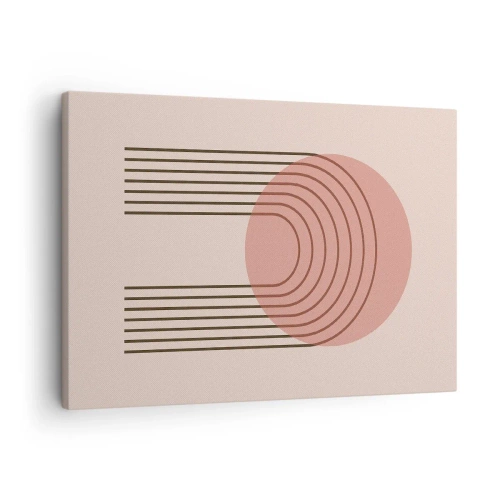 Impression sur toile - Image sur toile - Motif abstrait avec cercle et lignes roses - 70x50cm - Attraction irrésistible - Décoration murale moderne pour le salon et la chambre ARTTOR