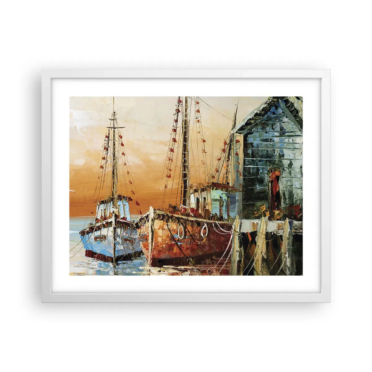 Affiche dans un cadre blanc - Poster - Retour tranquille - 50x40 cm