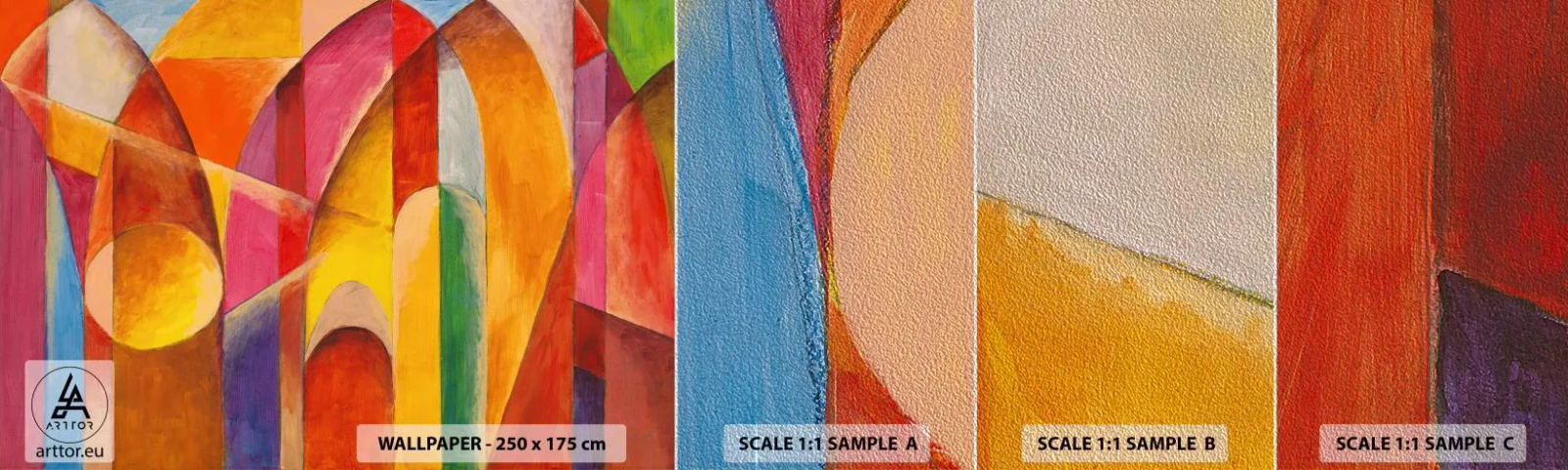 Échantillon de Papier Peint Premium Sand - Cathédrale du soleil - Abstraction, Morceau, Art moderne - 100x30 cm