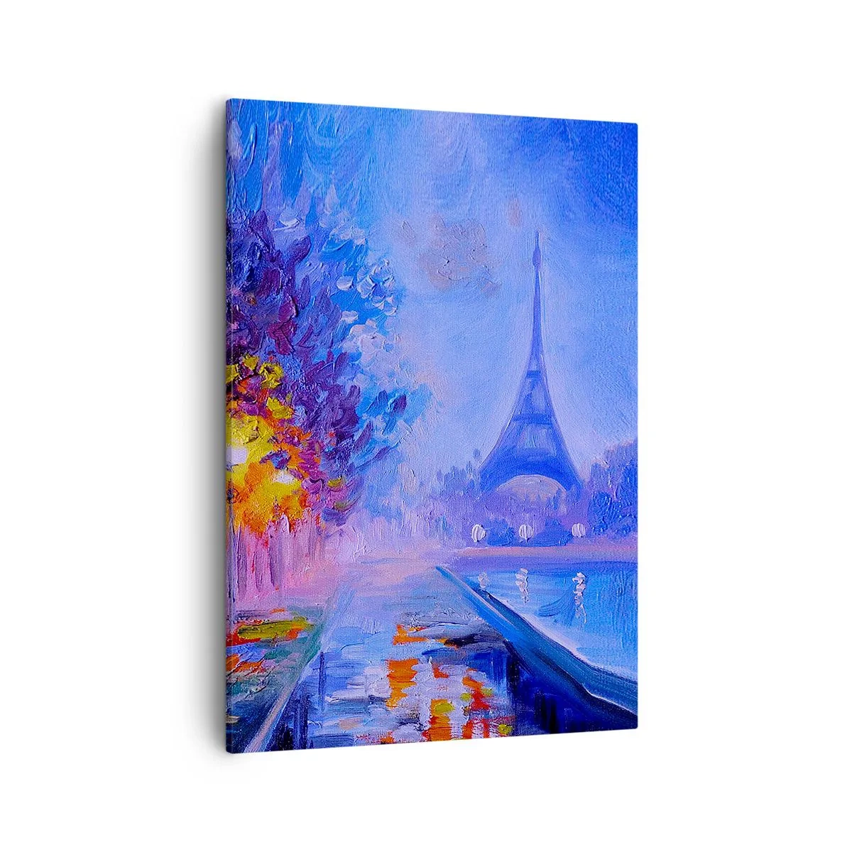 Impression sur toile - Image sur toile - Une avenue avec des lampadaires à Paris avec la Tour Eiffel en arrière-plan - 50x70cm - Une ballade idéale - Décoration murale moderne pour le salon et la chambre ARTTOR