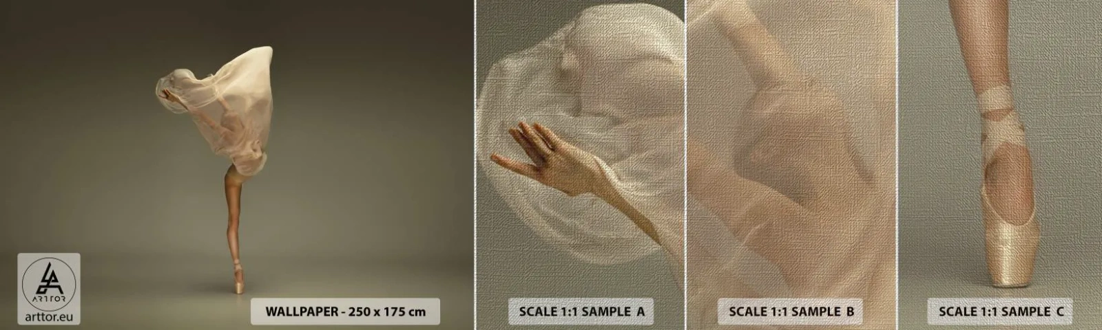 Échantillon de Papier Peint Premium Canvas - Il va bientôt s'envoler - Ballerine, Danse, Ballet - 100x30 cm