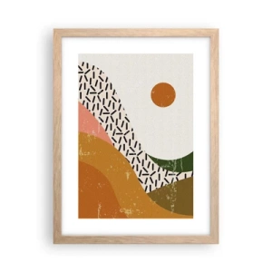 Affiche dans un chêne clair - Poster - Abstraction solaire - 30x40 cm