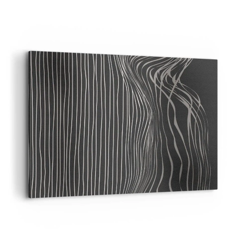 Impression sur toile - Image sur toile - Lignes blanches sur fond gris foncé dans un arrangement abstrait - 120x80cm - Rythme et accent - Décoration murale moderne pour le salon et la chambre ARTTOR