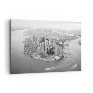 Impression sur toile - Image sur toile - Vue aérienne de Manhattan en noir et blanc - 100x70cm - Comment ne pas aimer ? - Décoration murale moderne pour le salon et la chambre ARTTOR
