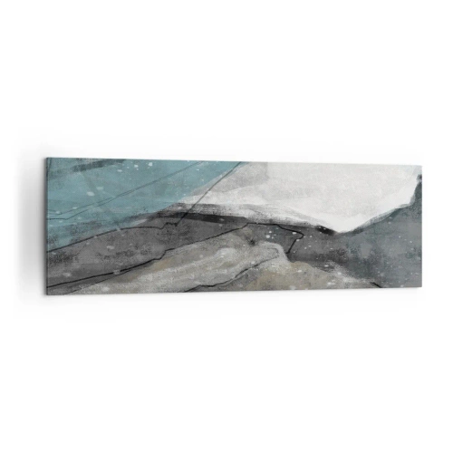 Impression sur toile - Image sur toile - Composition abstraite dans les tons de gris et de bleu - 160x50cm - Résumé : roches et glace - Décoration murale moderne pour le salon et la chambre ARTTOR