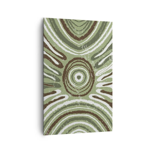 Impression sur toile - Image sur toile - Motifs abstraits dans les tons de vert et de marron - 80x120cm - Une explosion d'émotions - Décoration murale moderne pour le salon et la chambre ARTTOR