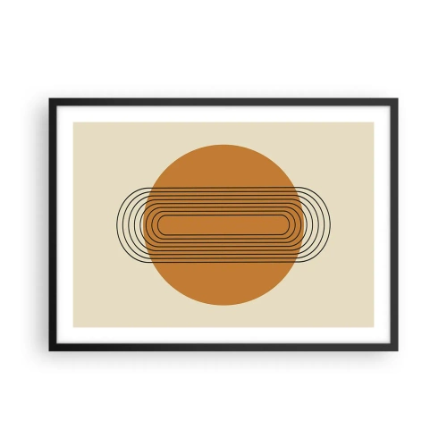 Affiche dans un cadre noir - Poster - Motif géométrique avec des cercles et des lignes orange - 70x50cm - Plan idéal - Décoration murale moderne pour le salon et la chambre ARTTOR
