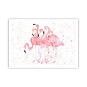 Affiche - Poster - Flamants roses dans un style aquarelle artistique - 100x70cm - Ensemble rose - Décoration murale moderne pour le salon et la chambre ARTTOR