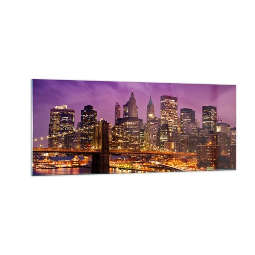 Impression sur verre - Image sur verre - Manhathann or violet - 100x40 cm
