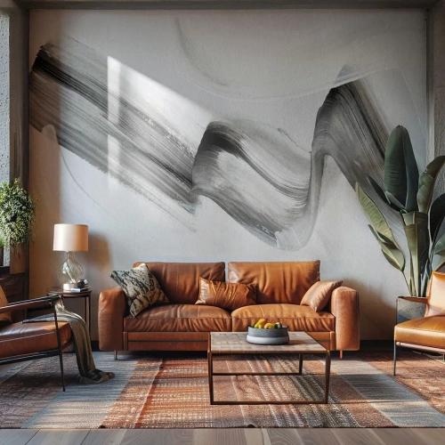 Papier Peint Photo Premium Canvas - Mine de rien pour s'amuser - Minimalisme, Abstraction, Brosse - 200x140 cm