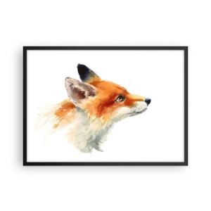 Affiche dans un cadre noir - Poster - Renard roux en style aquarelle sur fond blanc - 70x50cm - Vous ne pouvez jamais être trop prudent - Décoration murale moderne pour le salon et la chambre ARTTOR