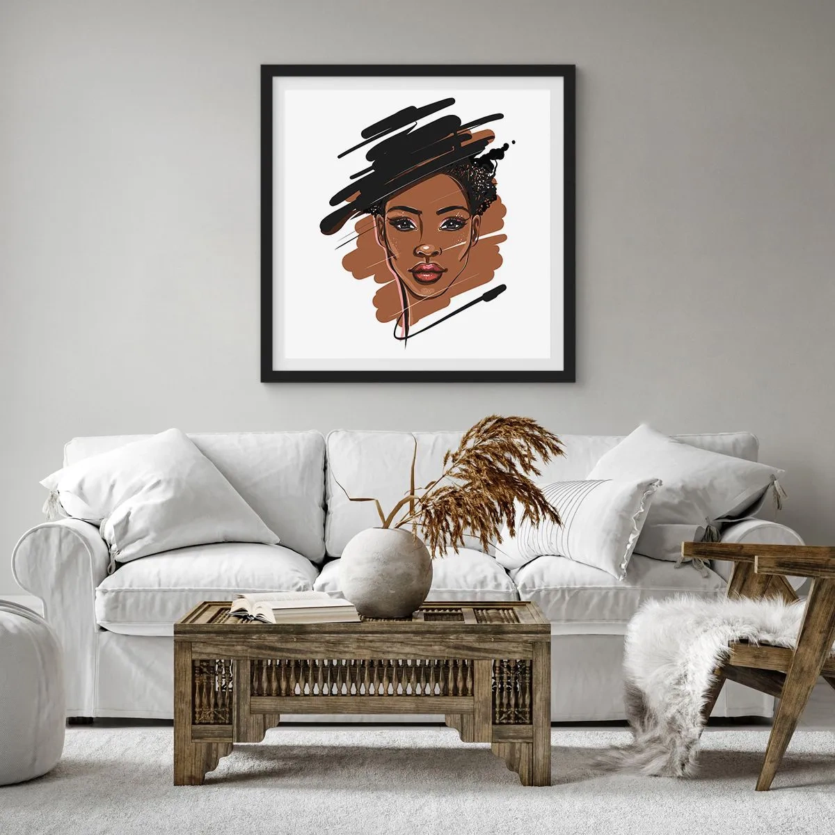 Affiche dans un cadre noir - Poster - Doux comme le chocolat - 60x60 cm