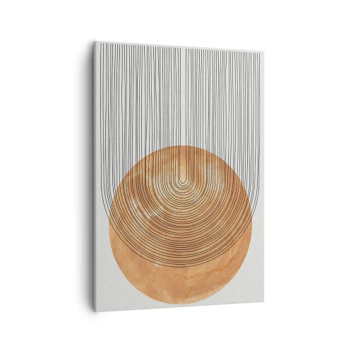 Impression sur toile - Image sur toile - Composition géométrique avec des cercles et des lignes aux couleurs chaudes. - 50x70cm - Composition solaire - Décoration murale moderne pour le salon et la chambre ARTTOR