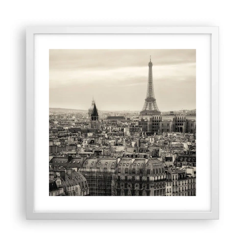 Affiche dans un cadre blanc - Poster - Sur les toits de Paris - 40x40 cm