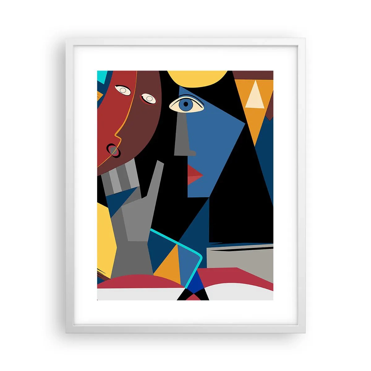Affiche dans un cadre blanc - Poster - Une conversation entre cubistes - 40x50 cm