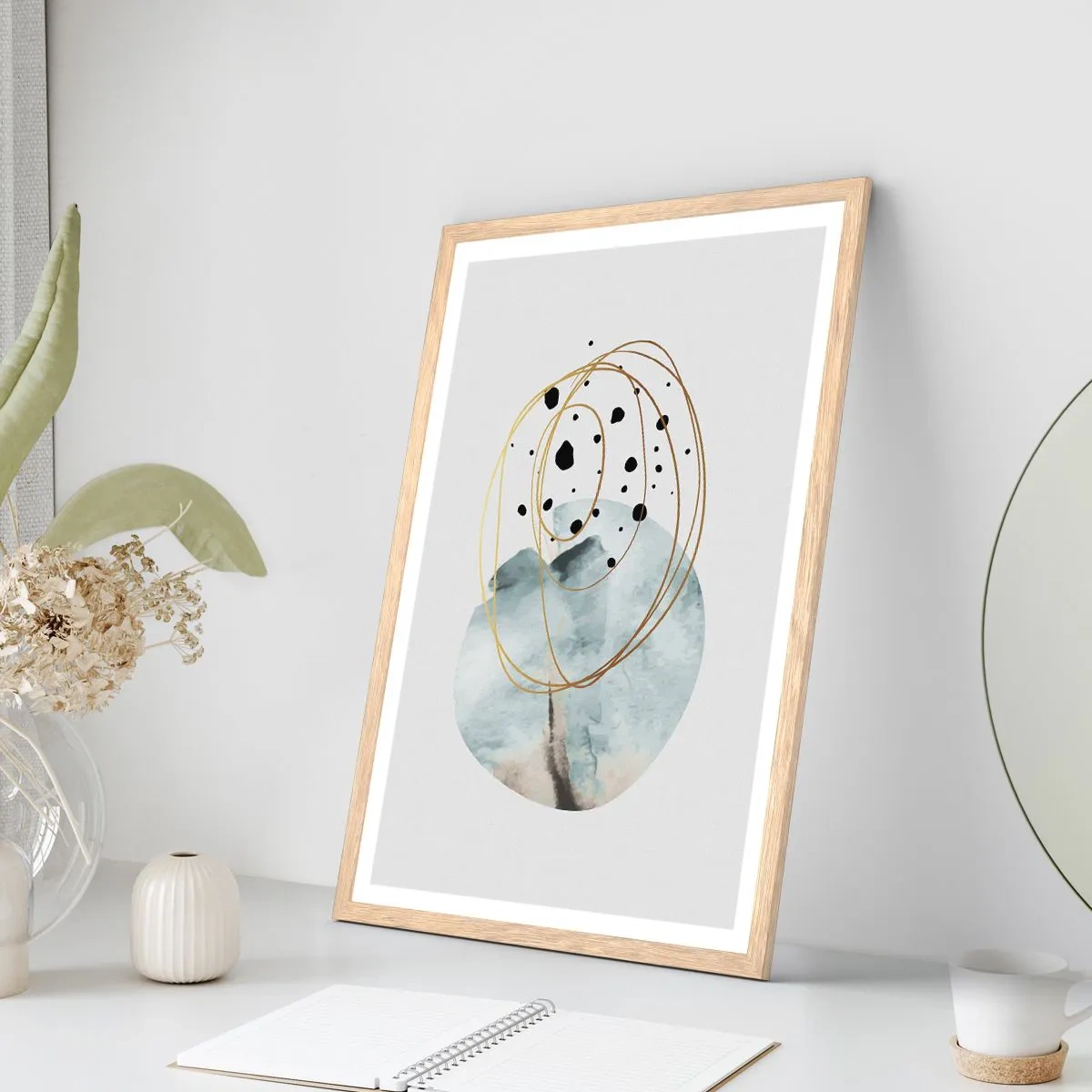 Affiche dans un chêne clair - Poster - Emmêlement de l'espace - 30x40 cm