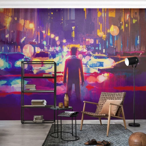 Papier Peint Autocollant Deluxe Sticker - Immergé dans la lumière - Ville, Homme, New York - 350x256 cm