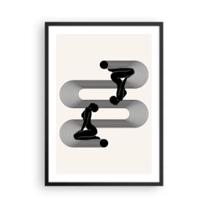 Affiche dans un cadre noir - Poster - Graphiques minimalistes de silhouettes féminines avec un effet d'illusion d'optique - 50x70cm - Symétrie sensuelle - Décoration murale moderne pour le salon et la chambre ARTTOR
