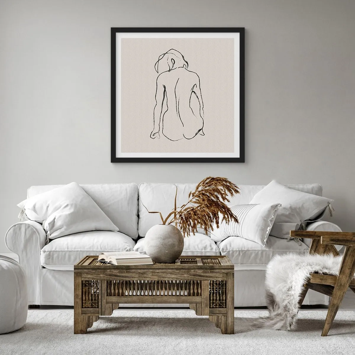 Affiche dans un cadre noir - Poster - Femme nue - 40x40 cm