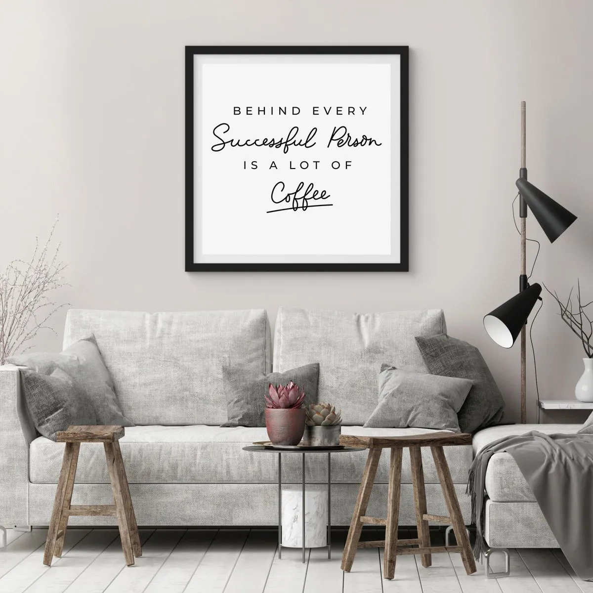 Affiche dans un cadre noir - Poster - Secret du succès - 30x30 cm
