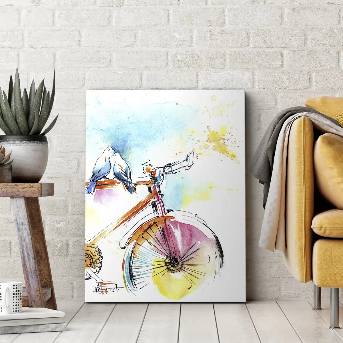 Impression sur toile - Image sur toile - À deux en vélo - 45x80 cm