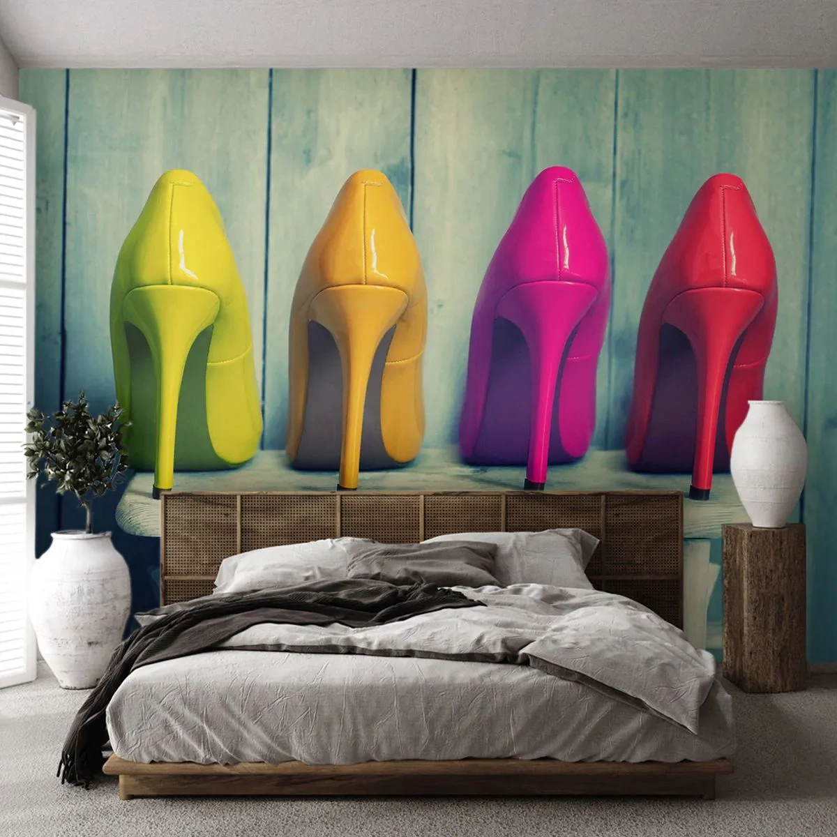 Papier Peint Autocollant Deluxe Sticker - Promenade sur l'arc-en-ciel - Mode, Femme, Chaussures de femme - 350x256 cm