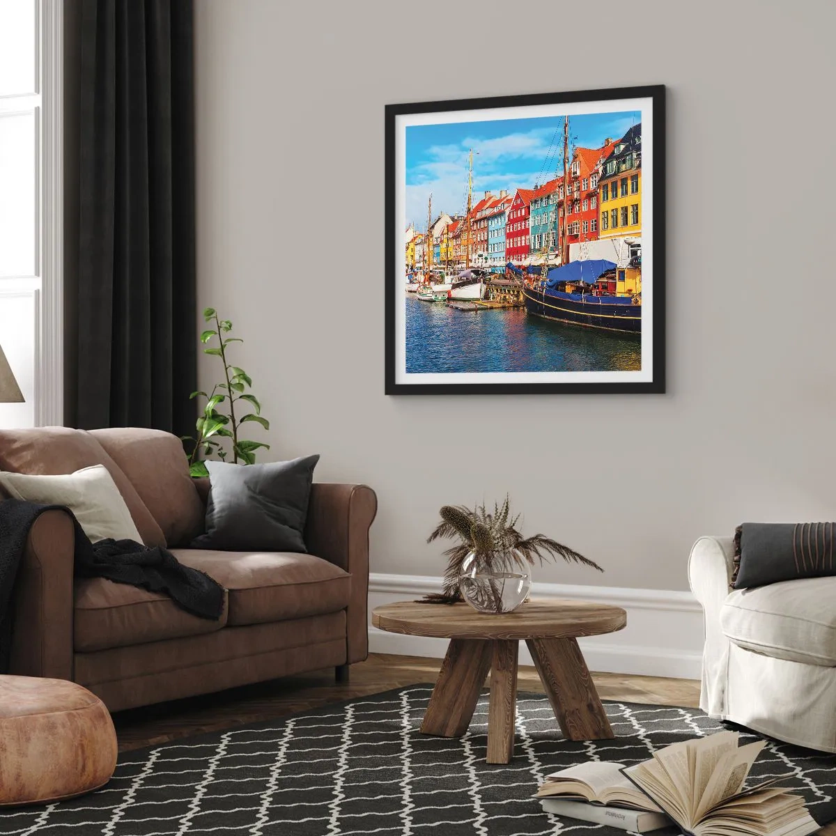 Affiche dans un cadre noir - Poster - Quai joyeux - 60x60 cm