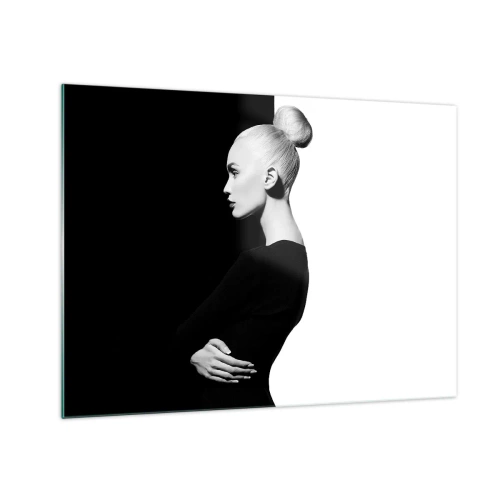 Impression sur verre - Image sur verre - Portrait noir et blanc d'une femme portant un chignon élégant - 70x50cm - Tout simplement une femme - Décoration murale moderne pour le salon et la chambre ARTTOR
