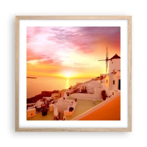 Affiche dans un chêne clair - Poster - Fondre en blanc et or - 50x50 cm