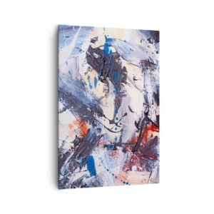 Impression sur toile - Image sur toile - Abstraction avec des coups de pinceau dynamiques en bleu et rouge. - 70x100cm - La danse folle de l'abstrait - Décoration murale moderne pour le salon et la chambre ARTTOR