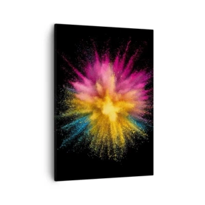 Impression sur toile - Image sur toile - Explosion de poudre colorée sur fond noir - 50x70cm - Origine des couleurs - Décoration murale moderne pour le salon et la chambre ARTTOR