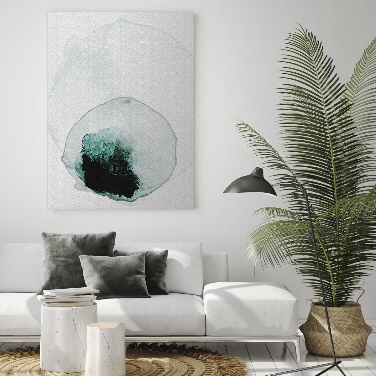 Impression sur verre - Image sur verre - Goutte d'eau abstraite avec des nuances de vert et de noir - 70x100cm - Dans une goutte d'eau - Décoration murale moderne pour le salon et la chambre ARTTOR