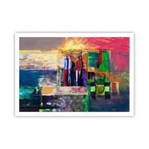 Affiche - Poster - Composition abstraite avec des figures et des motifs géométriques - 100x70cm - Relations et émotions - Décoration murale moderne pour le salon et la chambre ARTTOR