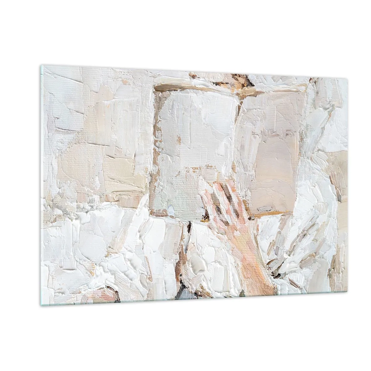 Impression sur verre - Image sur verre - Une personne plongée dans la lecture d'un livre sur un fond lumineux et impressionniste - 120x80cm - Dans un autre monde - Décoration murale moderne pour le salon et la chambre ARTTOR