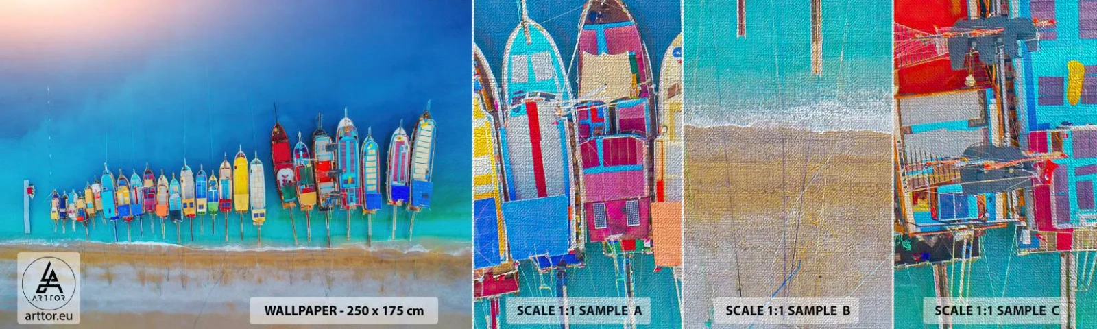 Échantillon de Papier Peint Premium Canvas - Une vue à vol d'oiseau - Paysage, Plage, Mer - 100x30 cm