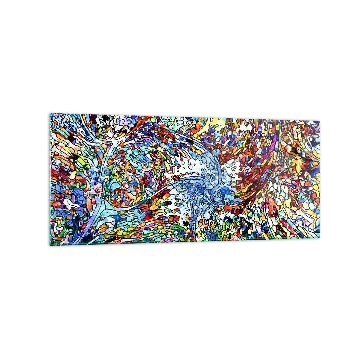 Impression sur verre - Image sur verre - Un motif abstrait coloré inspiré de la nature - 120x50cm - Goutte de vitrail - Décoration murale moderne pour le salon et la chambre ARTTOR