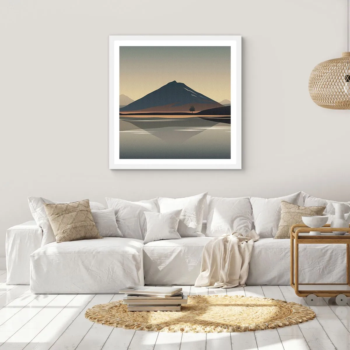 Affiche dans un cadre blanc - Poster - Reflet de miroir - 30x30 cm