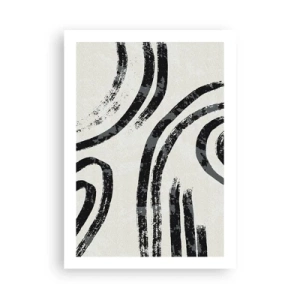 Affiche - Poster - Lignes noires abstraites sur fond clair - 50x70cm - À moitié arrêté - Décoration murale moderne pour le salon et la chambre ARTTOR