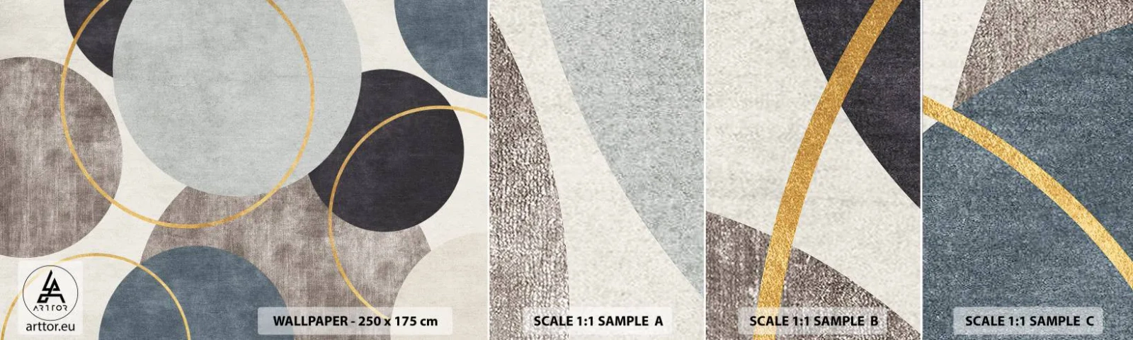 Échantillon de Papier Peint Autocollant Deluxe Sticker - Cercles sur cercles - Les quartiers, Minimaliste, Morceau - 100x30 cm