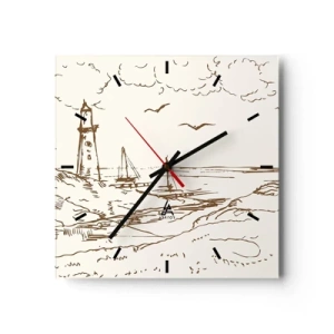Horloge murale - Pendule murale - Esquisse de souvenirs d'été - 40x40 cm