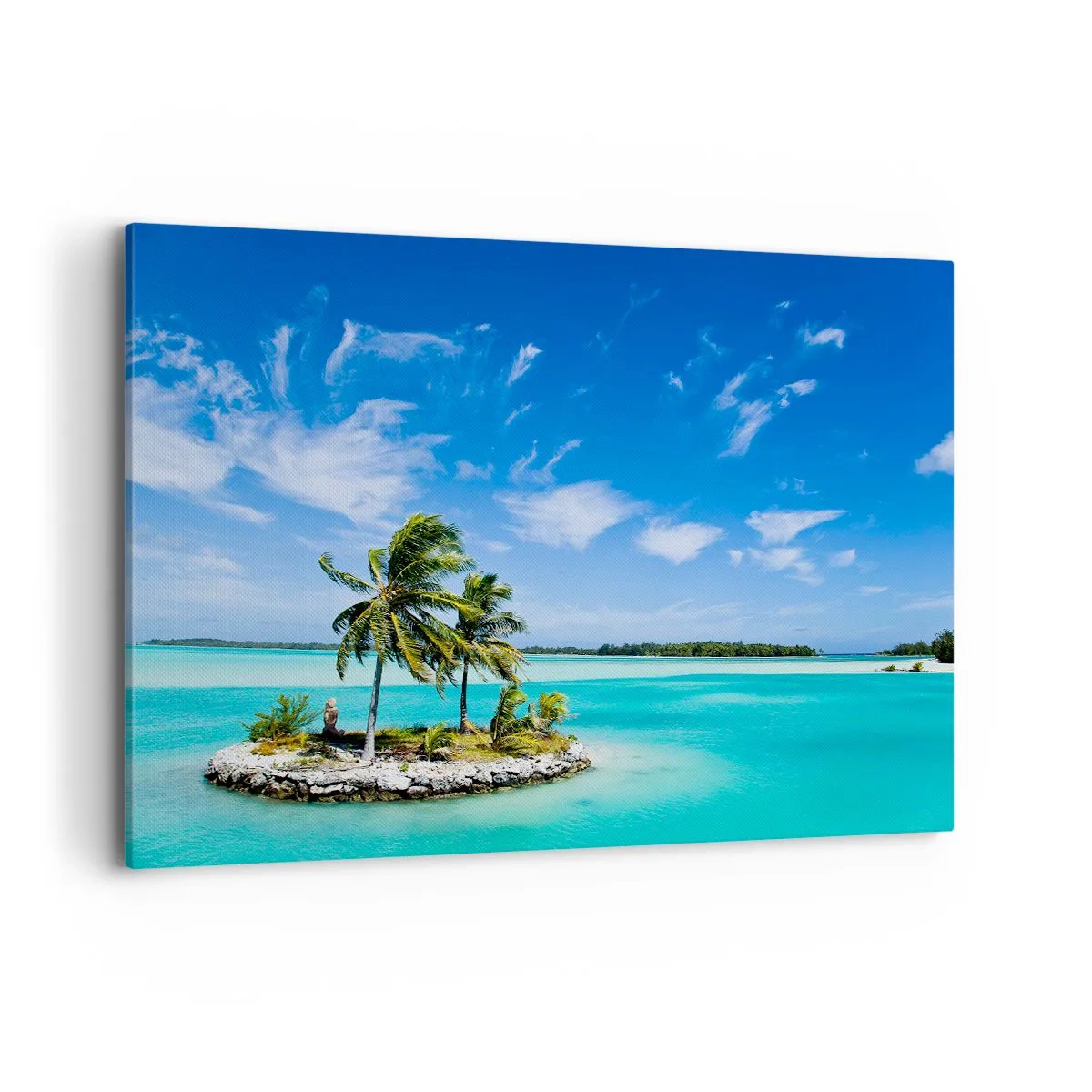 Impression sur toile - Image sur toile - Une île exotique avec des palmiers sur des eaux turquoises - 120x80cm - Paradis sur Terre - Décoration murale moderne pour le salon et la chambre ARTTOR