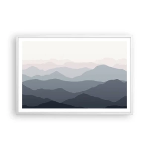 Affiche dans un cadre blanc - Poster - Vagues de montagnes - 91x61 cm