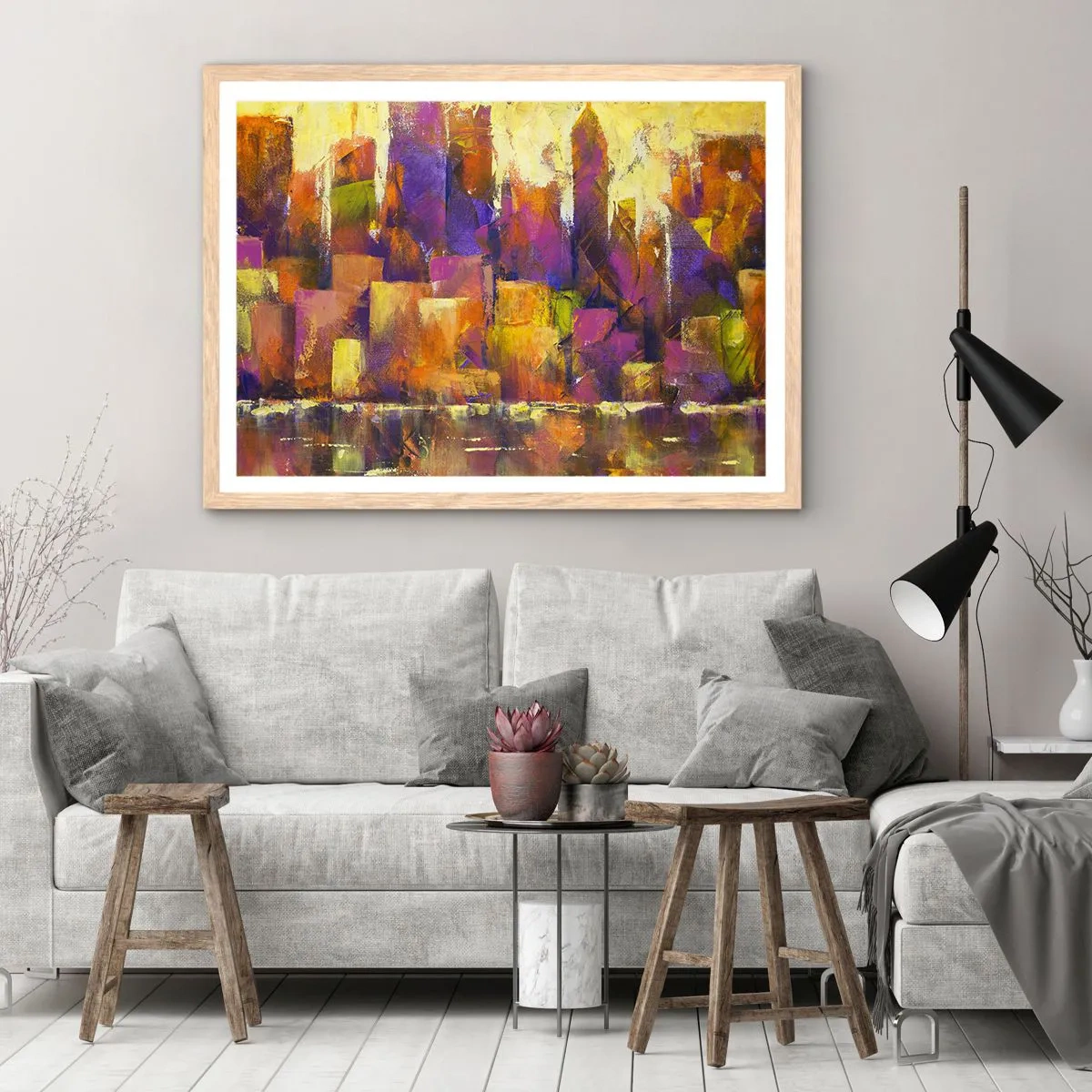 Affiche dans un chêne clair - Poster - Composition métropolitaine - 70x50 cm