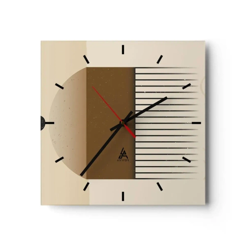 Horloge murale - Pendule murale - Composition géométrique abstraite dans les tons beige et marron - 30x30cm - Différents états - Décoration murale moderne pour le salon et la chambre ARTTOR